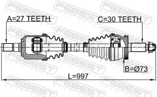Antriebswelle Vorderachse rechts FEBEST 2214-JF24RH Bild Antriebswelle Vorderachse rechts FEBEST 2214-JF24RH