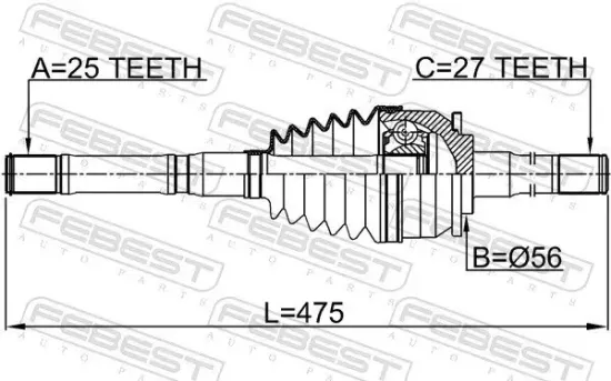 Gelenksatz, Antriebswelle Vorderachse radseitig FEBEST 2214-K2500 Bild Gelenksatz, Antriebswelle Vorderachse radseitig FEBEST 2214-K2500