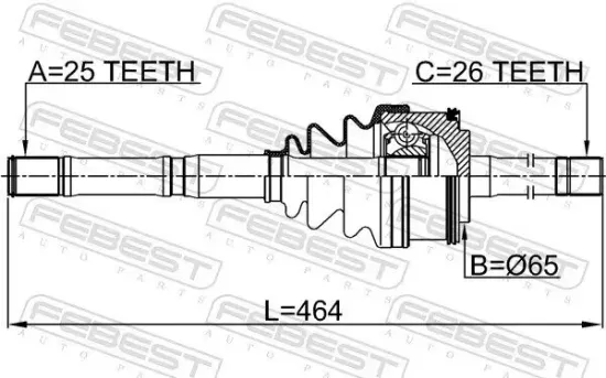 Gelenksatz, Antriebswelle Vorderachse radseitig FEBEST 2214-K2700 Bild Gelenksatz, Antriebswelle Vorderachse radseitig FEBEST 2214-K2700