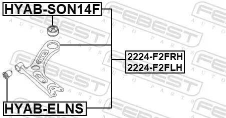 Lenker, Radaufhängung links Vorderachse unten FEBEST 2224-F2FLH Bild Lenker, Radaufhängung links Vorderachse unten FEBEST 2224-F2FLH
