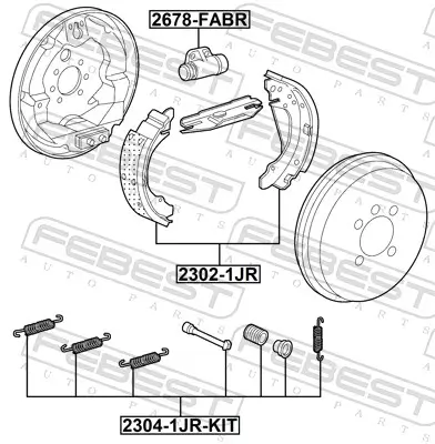 Zubehörsatz, Feststellbremsbacken FEBEST 2304-1JR-KIT Bild Zubehörsatz, Feststellbremsbacken FEBEST 2304-1JR-KIT