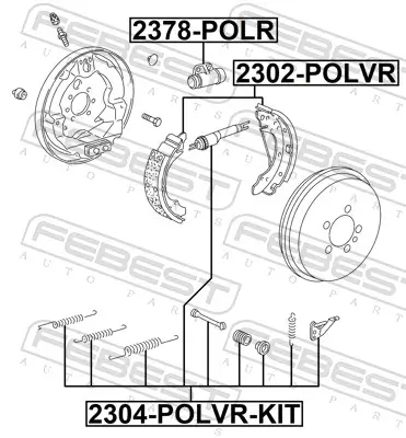 Zubehörsatz, Feststellbremsbacken FEBEST 2304-POLVR-KIT Bild Zubehörsatz, Feststellbremsbacken FEBEST 2304-POLVR-KIT