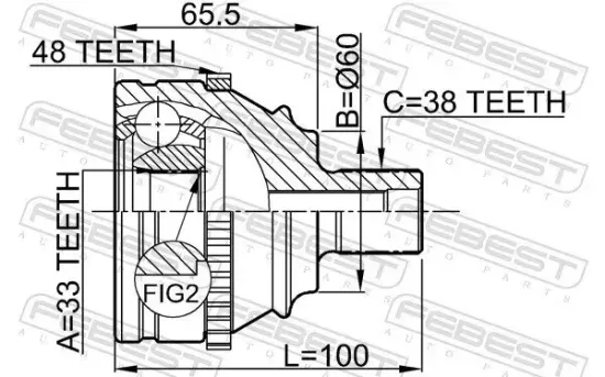Gelenksatz, Antriebswelle Vorderachse radseitig FEBEST 2310-018A48 Bild Gelenksatz, Antriebswelle Vorderachse radseitig FEBEST 2310-018A48