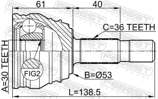 Gelenksatz, Antriebswelle Vorderachse radseitig FEBEST 2310-029 Bild Gelenksatz, Antriebswelle Vorderachse radseitig FEBEST 2310-029