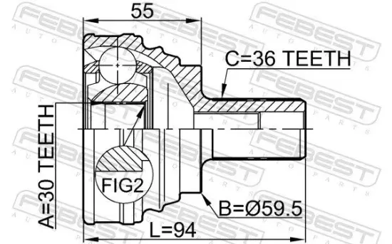 Gelenksatz, Antriebswelle radseitig Vorderachse FEBEST 2310-030 Bild Gelenksatz, Antriebswelle radseitig Vorderachse FEBEST 2310-030