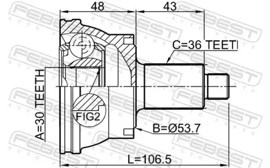 Gelenksatz, Antriebswelle Vorderachse radseitig FEBEST 2310-036 Bild Gelenksatz, Antriebswelle Vorderachse radseitig FEBEST 2310-036