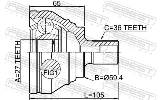 Gelenksatz, Antriebswelle FEBEST 2310-B6 Bild Gelenksatz, Antriebswelle FEBEST 2310-B6