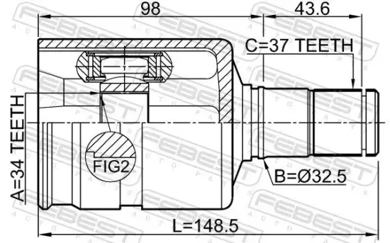 Gelenksatz, Antriebswelle getriebeseitig Vorderachse links FEBEST 2311-5N1LH Bild Gelenksatz, Antriebswelle getriebeseitig Vorderachse links FEBEST 2311-5N1LH