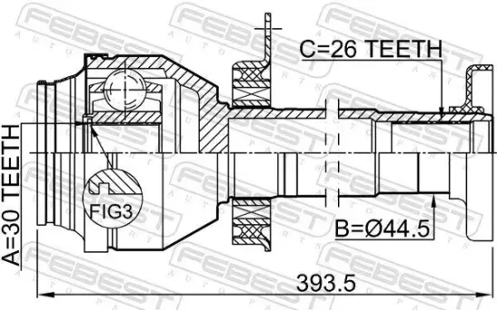 Gelenksatz, Antriebswelle Vorderachse rechts getriebeseitig FEBEST 2311-T5MTRH Bild Gelenksatz, Antriebswelle Vorderachse rechts getriebeseitig FEBEST 2311-T5MTRH