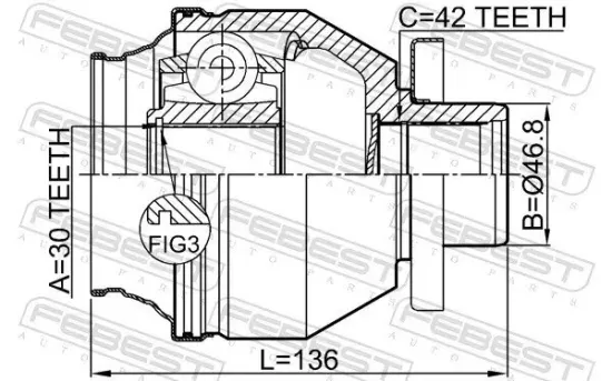 Gelenksatz, Antriebswelle FEBEST 2311-T6MTLH Bild Gelenksatz, Antriebswelle FEBEST 2311-T6MTLH