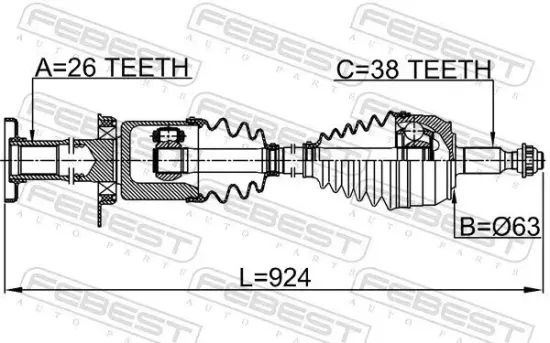 Antriebswelle Vorderachse rechts FEBEST 2314-7HRH Bild Antriebswelle Vorderachse rechts FEBEST 2314-7HRH