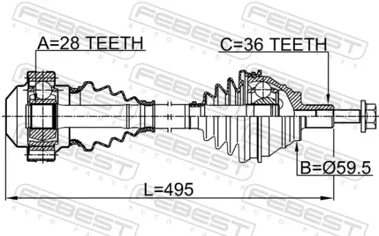 Antriebswelle Vorderachse links FEBEST 2314-ADFLH Bild Antriebswelle Vorderachse links FEBEST 2314-ADFLH