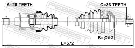 Antriebswelle Vorderachse links FEBEST 2314-PVLH Bild Antriebswelle Vorderachse links FEBEST 2314-PVLH