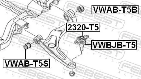 Trag-/Führungsgelenk Vorderachse unten FEBEST 2320-T5 Bild Trag-/Führungsgelenk Vorderachse unten FEBEST 2320-T5