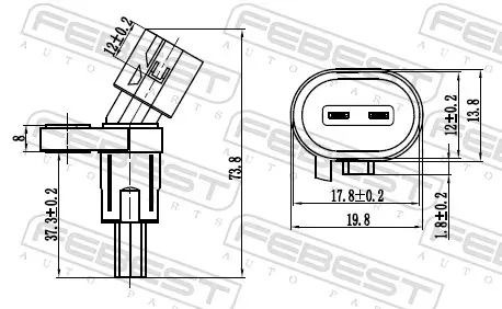 Sensor, Raddrehzahl Hinterachse FEBEST 23606-001 Bild Sensor, Raddrehzahl Hinterachse FEBEST 23606-001