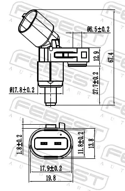 Sensor, Raddrehzahl Vorderachse links FEBEST 23606-002 Bild Sensor, Raddrehzahl Vorderachse links FEBEST 23606-002