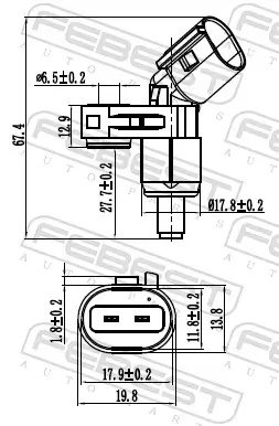 Sensor, Raddrehzahl Vorderachse rechts FEBEST 23606-003 Bild Sensor, Raddrehzahl Vorderachse rechts FEBEST 23606-003