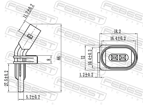 Sensor, Raddrehzahl Vorderachse rechts FEBEST 23606-005 Bild Sensor, Raddrehzahl Vorderachse rechts FEBEST 23606-005