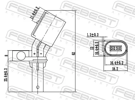 Sensor, Raddrehzahl Hinterachse rechts FEBEST 23606-009 Bild Sensor, Raddrehzahl Hinterachse rechts FEBEST 23606-009