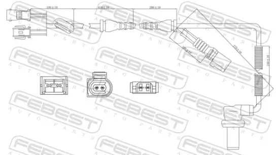 Sensor, Raddrehzahl Vorderachse FEBEST 23606-010 Bild Sensor, Raddrehzahl Vorderachse FEBEST 23606-010