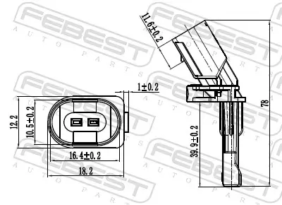 Sensor, Raddrehzahl Hinterachse rechts FEBEST 23606-012 Bild Sensor, Raddrehzahl Hinterachse rechts FEBEST 23606-012