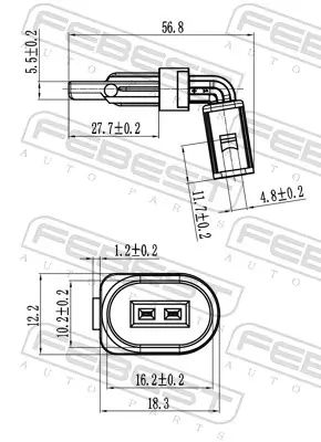 Sensor, Raddrehzahl Hinterachse rechts Hinterachse links Vorderachse rechts Vorderachse links FEBEST 23606-013 Bild Sensor, Raddrehzahl Hinterachse rechts Hinterachse links Vorderachse rechts Vorderachse links FEBEST 23606-013