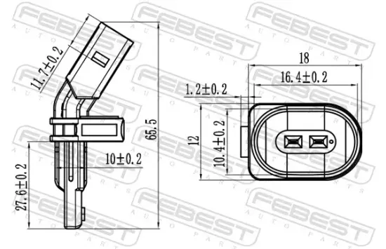 Sensor, Raddrehzahl Vorderachse links FEBEST 23606-014 Bild Sensor, Raddrehzahl Vorderachse links FEBEST 23606-014