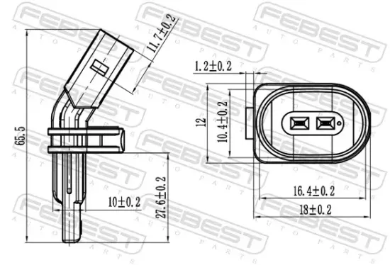 Sensor, Raddrehzahl Vorderachse rechts FEBEST 23606-015 Bild Sensor, Raddrehzahl Vorderachse rechts FEBEST 23606-015