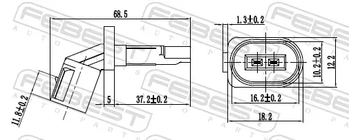 Sensor, Raddrehzahl Vorderachse links Hinterachse links FEBEST 23606-017 Bild Sensor, Raddrehzahl Vorderachse links Hinterachse links FEBEST 23606-017