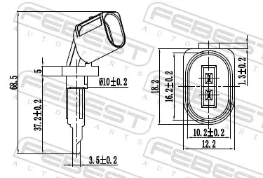 Sensor, Raddrehzahl Hinterachse rechts Vorderachse rechts FEBEST 23606-018 Bild Sensor, Raddrehzahl Hinterachse rechts Vorderachse rechts FEBEST 23606-018