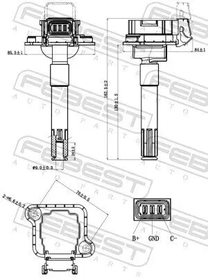 Zündspule FEBEST 23640-008 Bild Zündspule FEBEST 23640-008