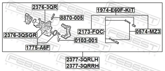 Reparatursatz, Bremssattel Hinterachse FEBEST 2376-3QSGR Bild Reparatursatz, Bremssattel Hinterachse FEBEST 2376-3QSGR