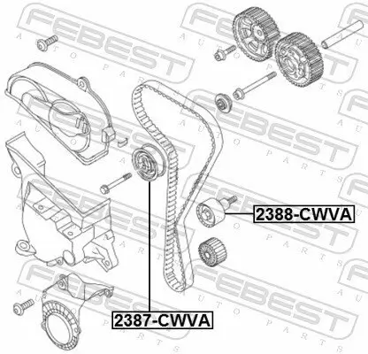 Spannrolle, Zahnriemen FEBEST 2387-CWVA Bild Spannrolle, Zahnriemen FEBEST 2387-CWVA