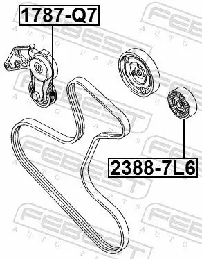 Umlenk-/Führungsrolle, Keilrippenriemen FEBEST 2388-7L6 Bild Umlenk-/Führungsrolle, Keilrippenriemen FEBEST 2388-7L6