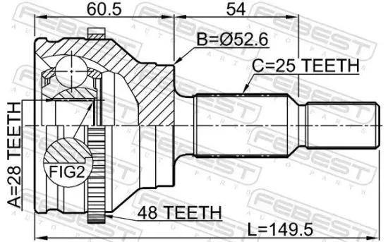 Gelenksatz, Antriebswelle Hinterachse radseitig FEBEST 2410-DUSTA48R Bild Gelenksatz, Antriebswelle Hinterachse radseitig FEBEST 2410-DUSTA48R