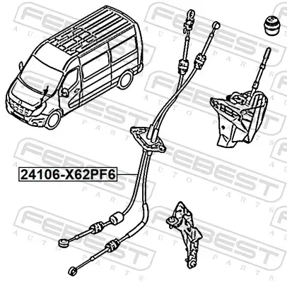 Seilzug, Schaltgetriebe FEBEST 24106-X62PF6 Bild Seilzug, Schaltgetriebe FEBEST 24106-X62PF6