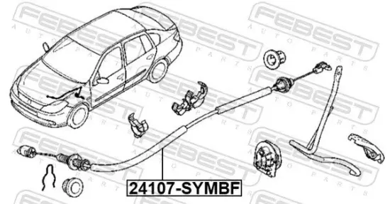 Gaszug FEBEST 24107-SYMBF Bild Gaszug FEBEST 24107-SYMBF