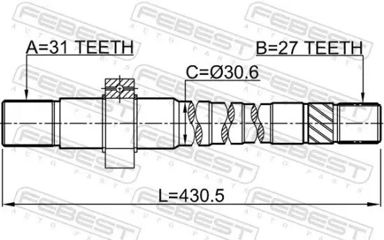 Antriebswelle Vorderachse rechts FEBEST 2412-DUSTAWD Bild Antriebswelle Vorderachse rechts FEBEST 2412-DUSTAWD