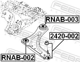 Trag-/Führungsgelenk Vorderachse unten FEBEST 2420-002 Bild Trag-/Führungsgelenk Vorderachse unten FEBEST 2420-002