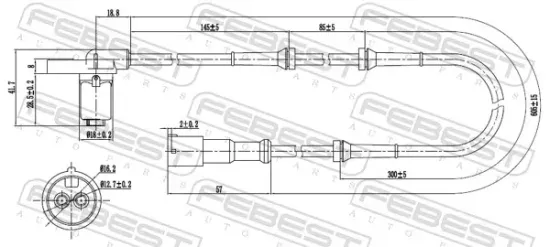 Sensor, Raddrehzahl Vorderachse FEBEST 24606-006 Bild Sensor, Raddrehzahl Vorderachse FEBEST 24606-006