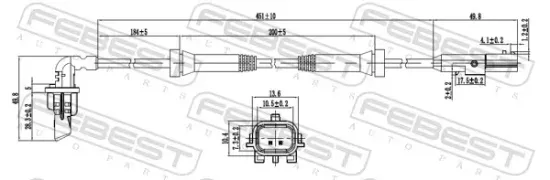 Sensor, Raddrehzahl Hinterachse rechts FEBEST 24606-008 Bild Sensor, Raddrehzahl Hinterachse rechts FEBEST 24606-008