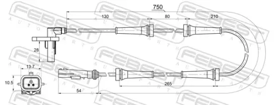 Sensor, Raddrehzahl Hinterachse FEBEST 24606-013 Bild Sensor, Raddrehzahl Hinterachse FEBEST 24606-013