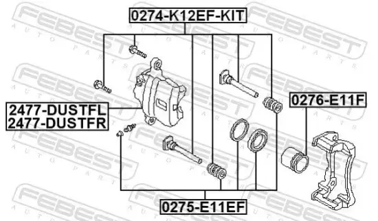 Bremssattel Vorderachse rechts FEBEST 2477-DUSTFR Bild Bremssattel Vorderachse rechts FEBEST 2477-DUSTFR