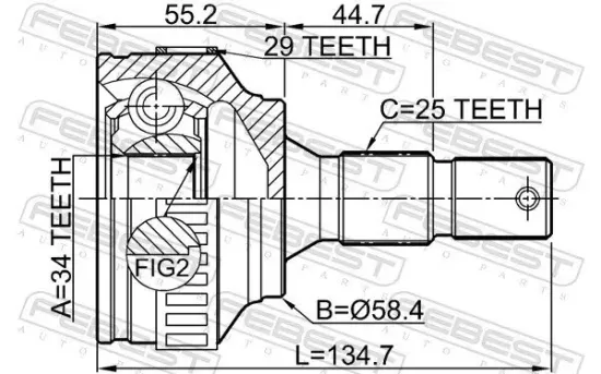 Gelenksatz, Antriebswelle Vorderachse radseitig FEBEST 2510-306A29 Bild Gelenksatz, Antriebswelle Vorderachse radseitig FEBEST 2510-306A29