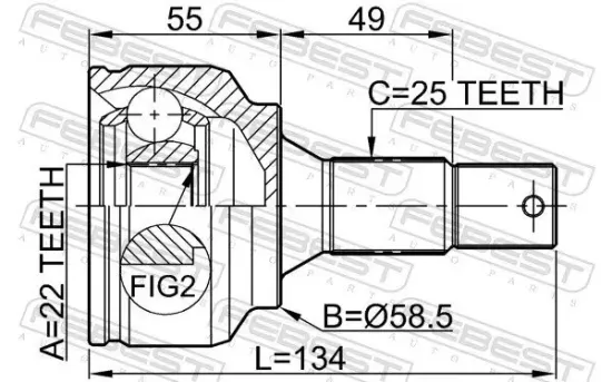 Gelenksatz, Antriebswelle FEBEST 2510-30716 Bild Gelenksatz, Antriebswelle FEBEST 2510-30716