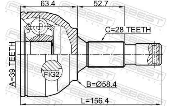 Gelenksatz, Antriebswelle radseitig Vorderachse FEBEST 2510-3084B Bild Gelenksatz, Antriebswelle radseitig Vorderachse FEBEST 2510-3084B