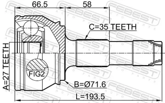 Gelenksatz, Antriebswelle radseitig Vorderachse FEBEST 2510-BOX3TD Bild Gelenksatz, Antriebswelle radseitig Vorderachse FEBEST 2510-BOX3TD