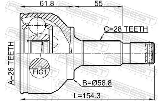 Gelenksatz, Antriebswelle radseitig Vorderachse FEBEST 2510-X716AT Bild Gelenksatz, Antriebswelle radseitig Vorderachse FEBEST 2510-X716AT