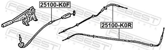 Seilzug, Feststellbremse hinten FEBEST 25100-K0R Bild Seilzug, Feststellbremse hinten FEBEST 25100-K0R