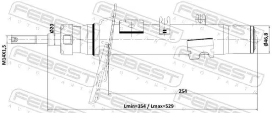 Stoßdämpfer Vorderachse links FEBEST 25110-010FL Bild Stoßdämpfer Vorderachse links FEBEST 25110-010FL